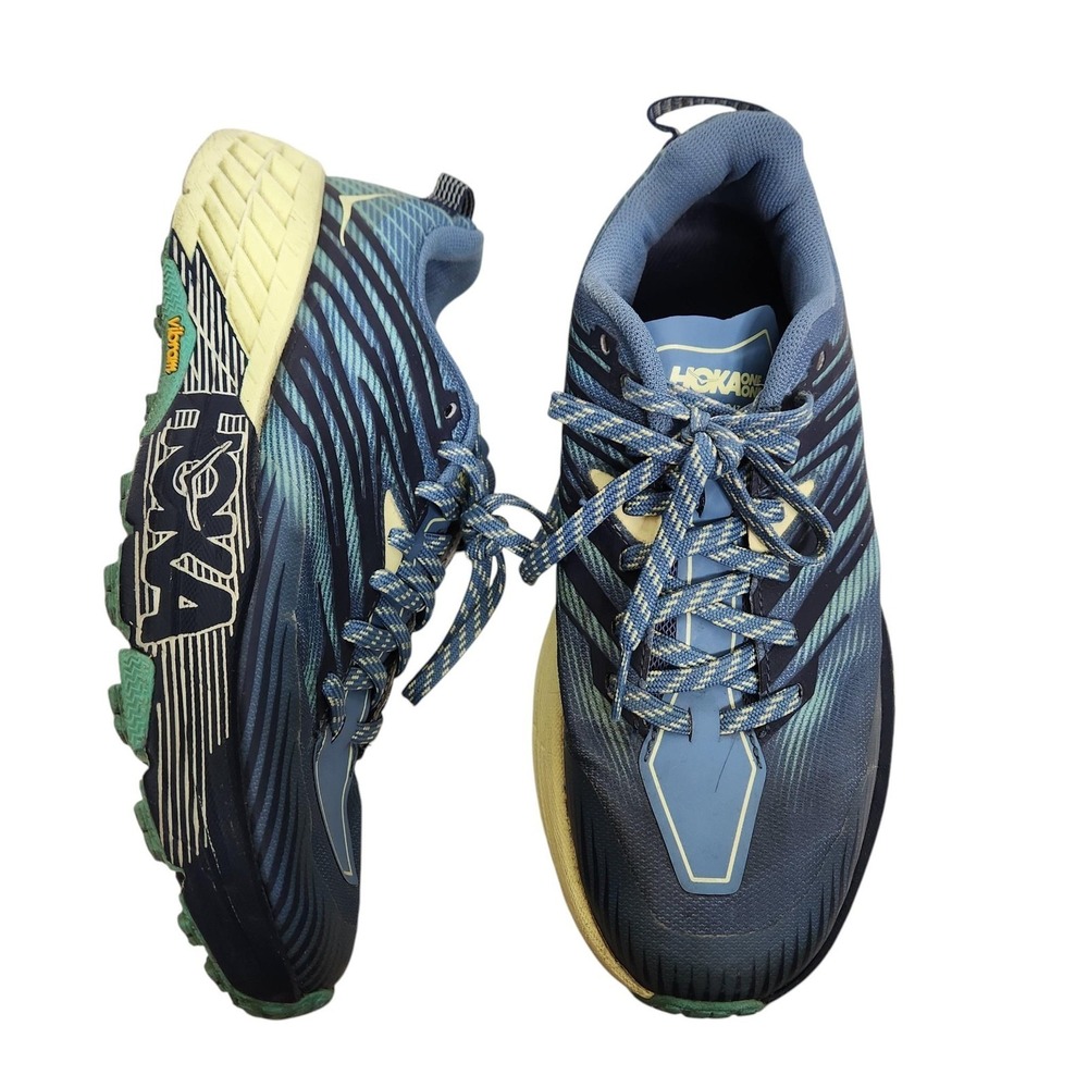 HOKA‎ ONE ONE Speedgoat 4 Shoes Womens 7.5 Blue Trail Running Vibram Sneakers
